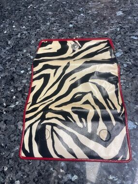 Brighton Zebra-Print Tablet Sleeve with Red Trim